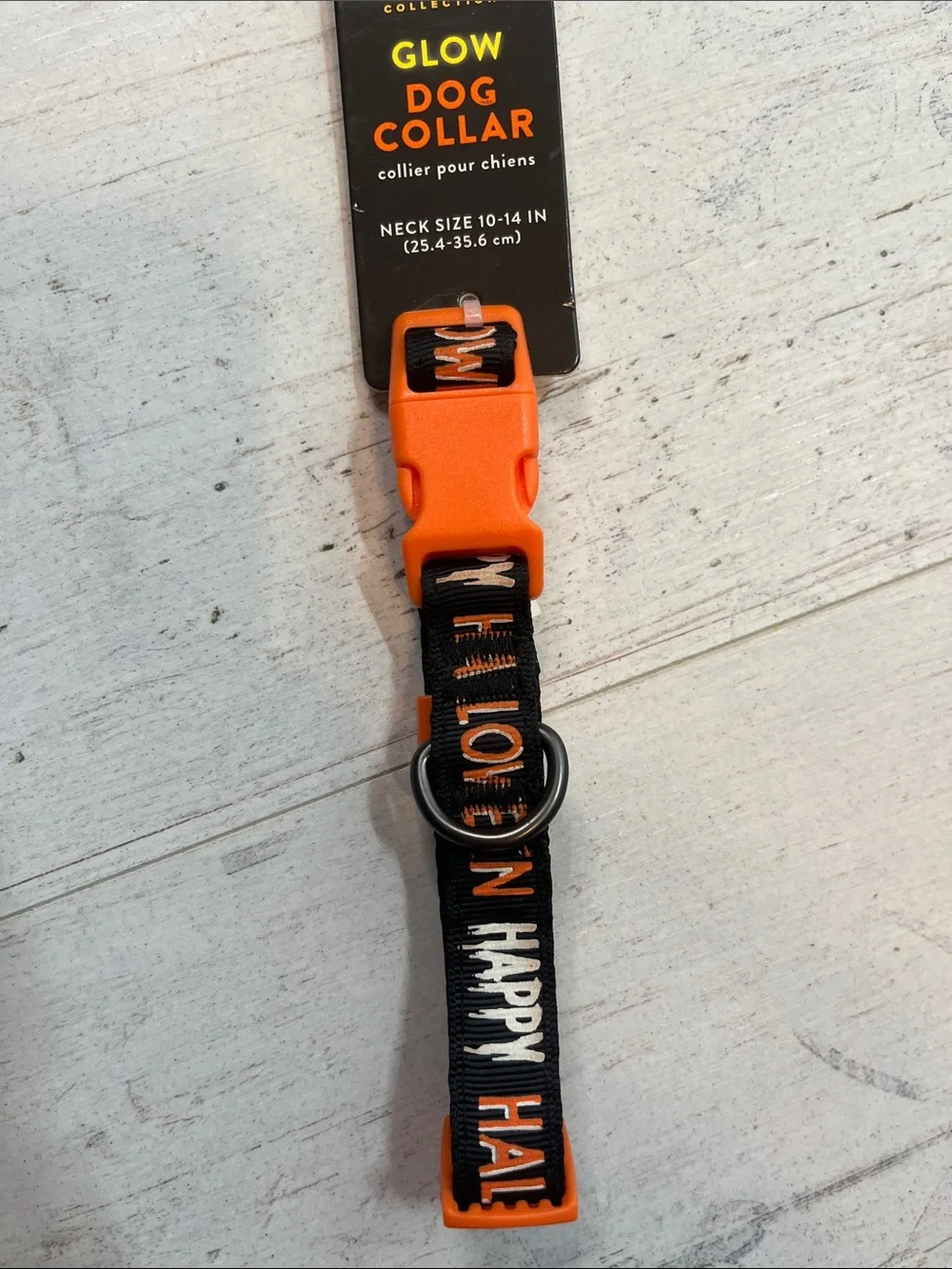 Thrills and Chills Glow in The Dark Dog Collar Happy Halloween Size Small